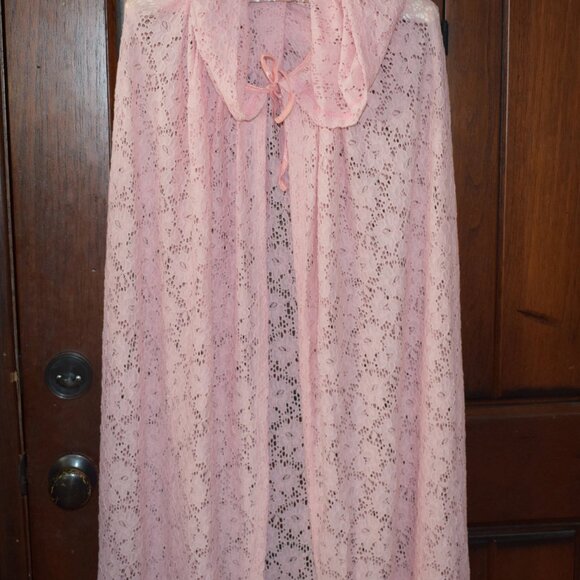 new women adult Halloween costume cape medieval witch pink lace handmade - Picture 2 of 3